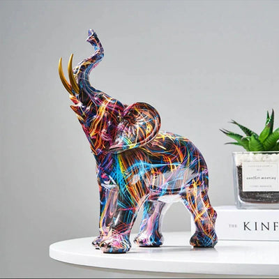 ColorTrunk | Livlig Har kunst & Unik Modig Design Elefant Skulptur Bonusvis