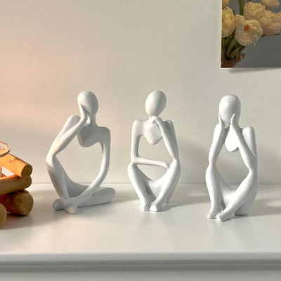 Elegance og Ro Statue – Dekorativ Resin Kunst til Dit Moderne Hjem Hvid SÆT Bonusvis