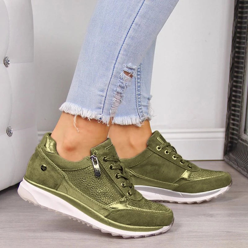 Alira Ortopædiske Sneakers til Kvinder – Støttende og Komfortable Sko til Hverdag og Fritid Grøn Bonusvis