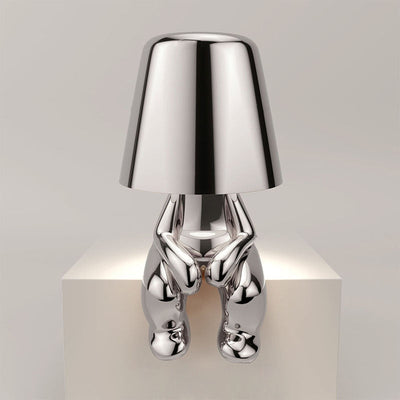 GlowHeld LED Lampe – Trådløs Bordlampe med Elegant Design Sølv sidder Bonusvis