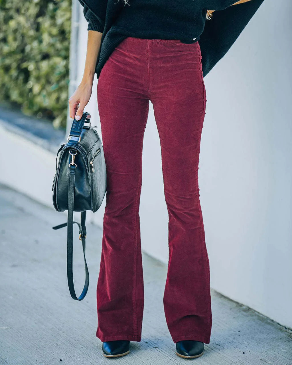 SELENA Flare Bukser til Damer – Stilfuldt High Waist Design til Hverdagsbrug Bordeaux Bonusvis