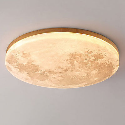 Minimalistisk LED Plafonnier – Rund Design i Træ og Akrilik Bonusvis