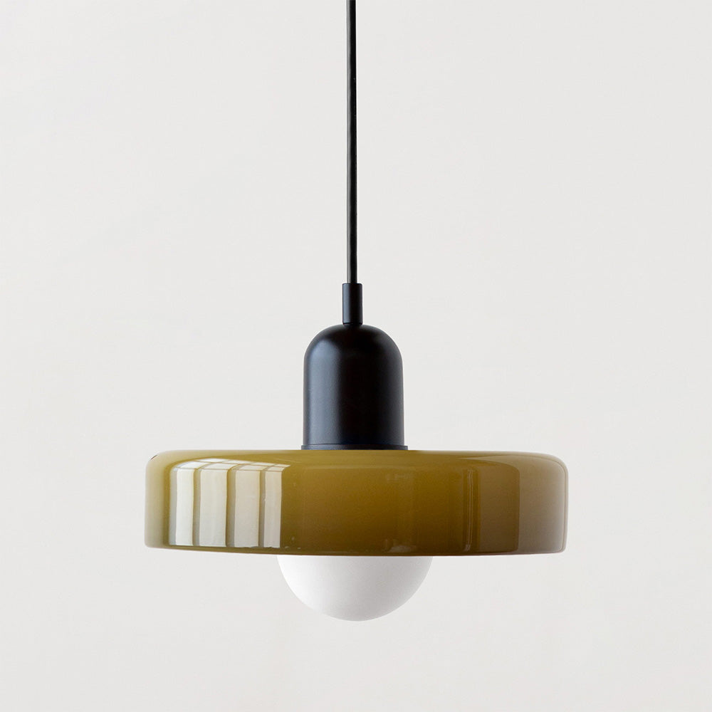GeoGlow - Elegant Bauhaus pendellampe i farvet glas Bonusvis