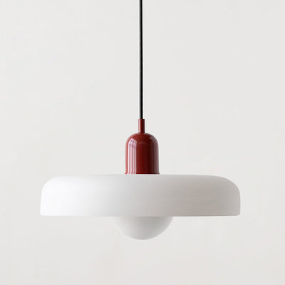 GeoGlow - Elegant Bauhaus pendellampe i farvet glas Hvid Rød Bonusvis