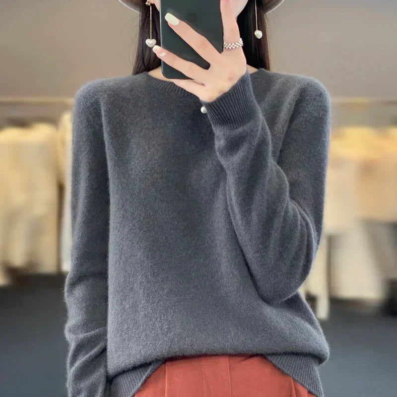 Merinould Pullover 100% Australsk – Luksus og Komfort til Koldere Måneder Mørkegrå Bonusvis