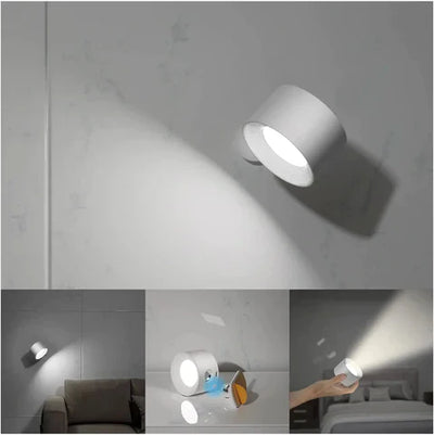 GlowFlex - Trådløs 360° roterbar væglampe med dæmpbar LED Bonusvis