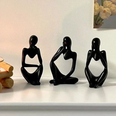 Elegance og Ro Statue – Dekorativ Resin Kunst til Dit Moderne Hjem Sort SÆT Bonusvis