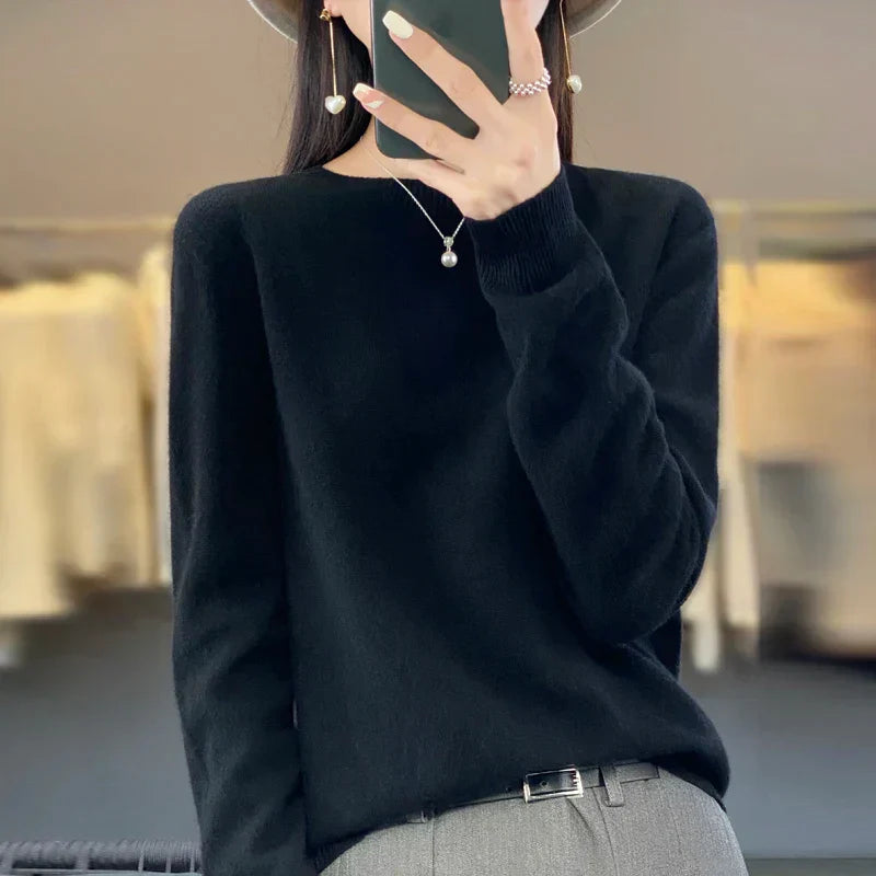 Merinould Pullover 100% Australsk – Luksus og Komfort til Koldere Måneder Sort Bonusvis