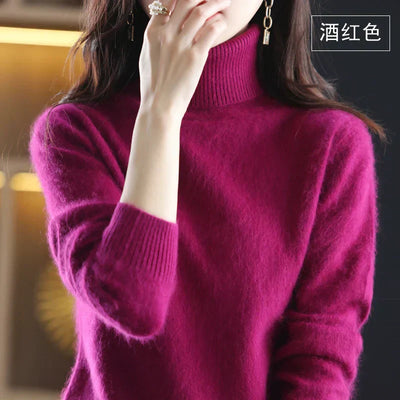 Cachemire Pullover med Høj Krave – Luksuriøs Komfort og Stil fuchsia Bonusvis