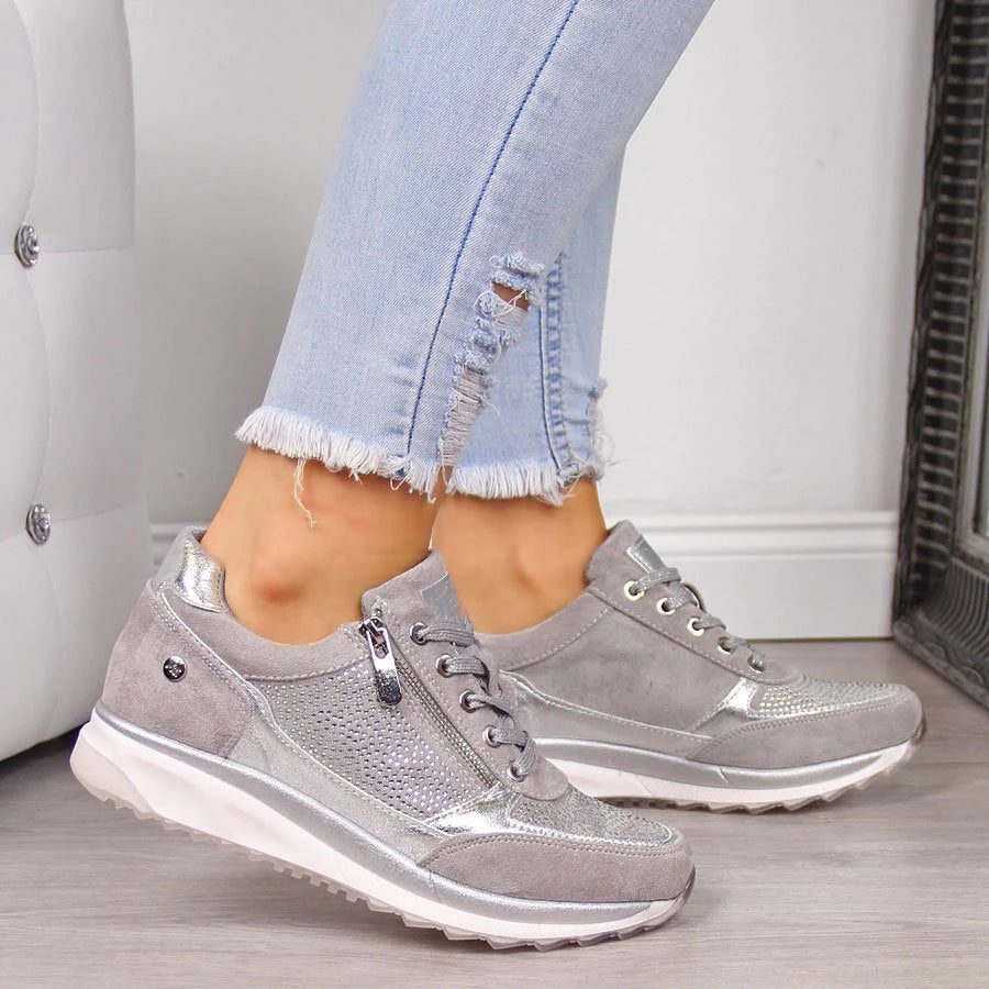 Alira Ortopædiske Sneakers til Kvinder – Støttende og Komfortable Sko til Hverdag og Fritid Grå Bonusvis