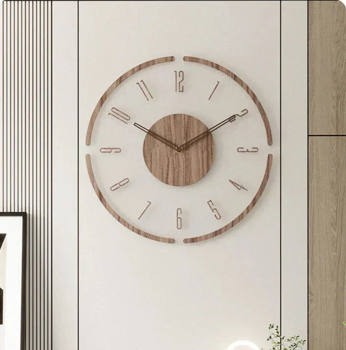 Skandinavisk Vægur i Træ – Lydløs Quartz Mekanisme og Minimalistisk Design B - Med ramme Bonusvis