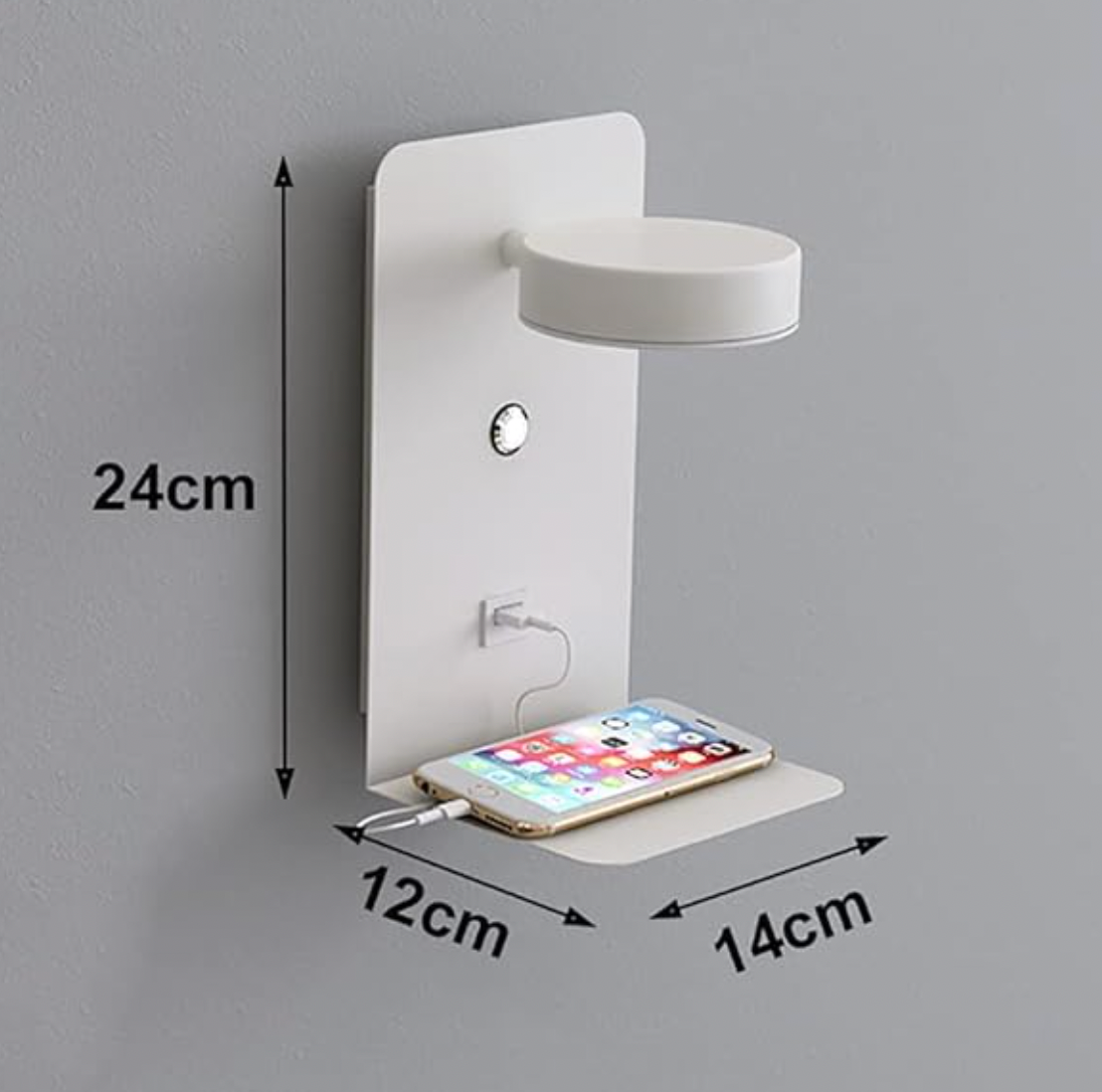 LumaWall – Dæmpbar LED Væglampe med USB Oplader til Soveværelse Bonusvis