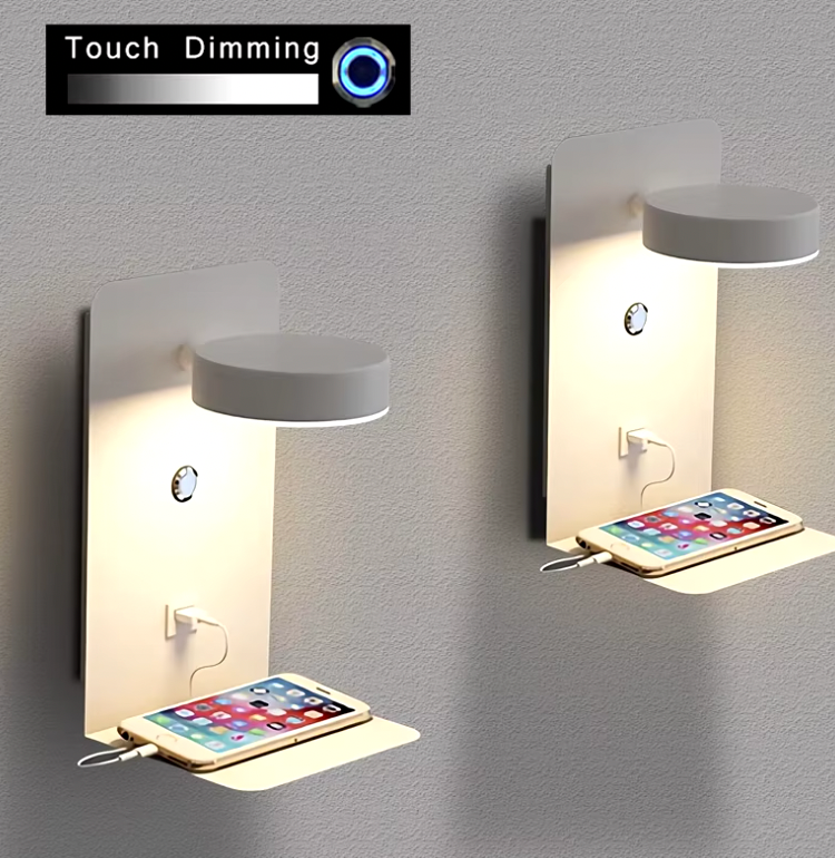 LumaWall – Dæmpbar LED Væglampe med USB Oplader til Soveværelse Bonusvis