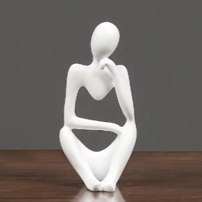 Elegance og Ro Statue – Dekorativ Resin Kunst til Dit Moderne Hjem Hvid C Bonusvis