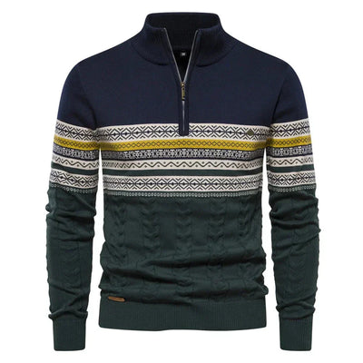 Pull Jasper – Fair Isle Design og Komfortabel Coton Pullover med Lynlås Bonusvis