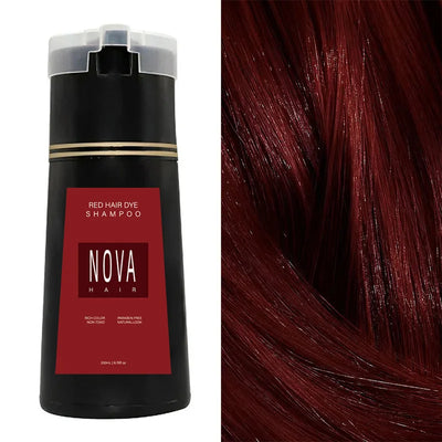 NovaHair Instant Farveshampoo – Hurtig og Skånsom Hårfarve uden Ammoniak Rød (200ml) Bonusvis