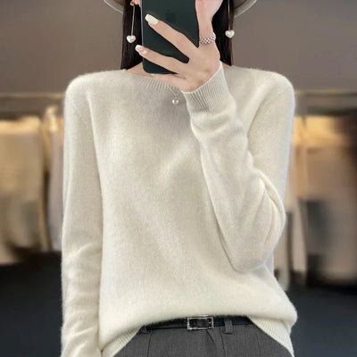 Merinould Pullover 100% Australsk – Luksus og Komfort til Koldere Måneder Hvid Bonusvis