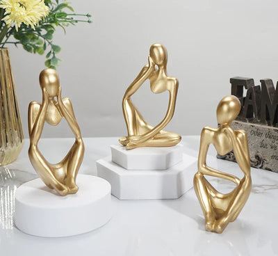 Elegance og Ro Statue – Dekorativ Resin Kunst til Dit Moderne Hjem Guld SÆT Bonusvis