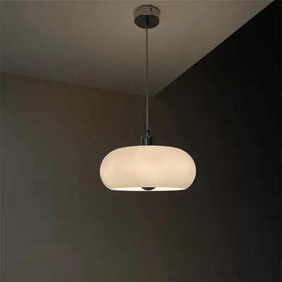 Nordisk LED Pendellampe – Minimalistisk Design med Økonomisk Belysning Hvid Diameter 28cm - Højde 10cm Bonusvis
