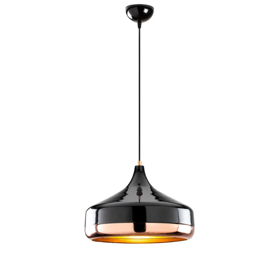 Midnight Gloss Pendellampe – Moderne og Glamourøs Belysning i Sort og Kobber Bonusvis