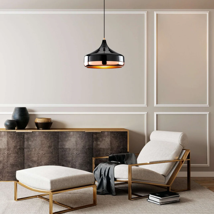 Midnight Gloss Pendellampe – Moderne og Glamourøs Belysning i Sort og Kobber Bonusvis