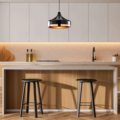 Moderne Pendellampe i Sort og Kobber – Glansfuldt Design til Luksuriøse Rum Bonusvis