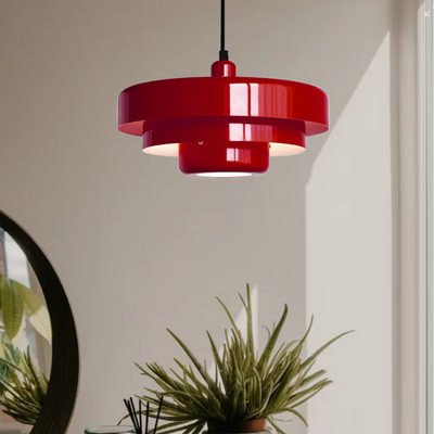 Bauhaus Mid-Century Pendel – Ikonisk Jernlampe med Justerbar Længde Rød Bonusvis