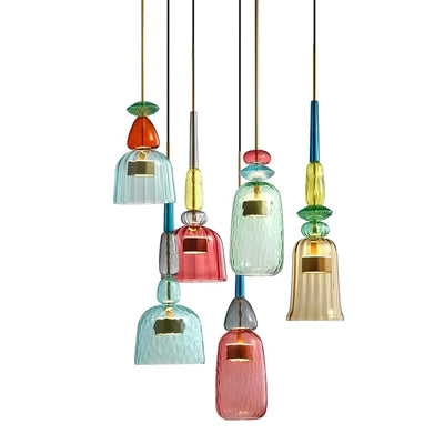 Farverig Glas Pendel – Moderne Lampe til Stilfuld Belysning Bonusvis