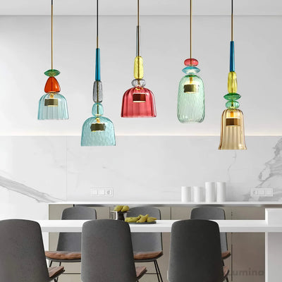 Farverig Glas Pendel – Moderne Lampe til Stilfuld Belysning Bonusvis