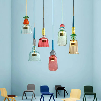 Farverig Glas Pendel – Moderne Lampe til Stilfuld Belysning Bonusvis