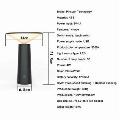 LumiVibe Trådløs Bordlampe – Moderne Design med Justerbar Lysstyrke Bonusvis
