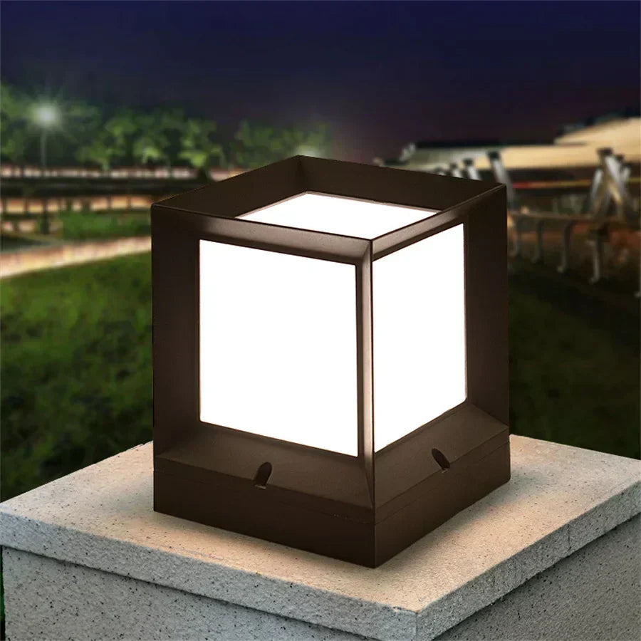 LumiPath Solcelle Lampestander – LED 12W, Aluminium & Glas, Elegant Havebelysning C- 20cm x 20cm x 26cm Hvid 6000K Bonusvis