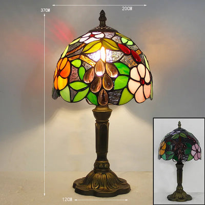 RadiantHue Tiffany Skrivebordslampe – Håndlavet Glasdesign med Justerbar Hals 6 Bonusvis