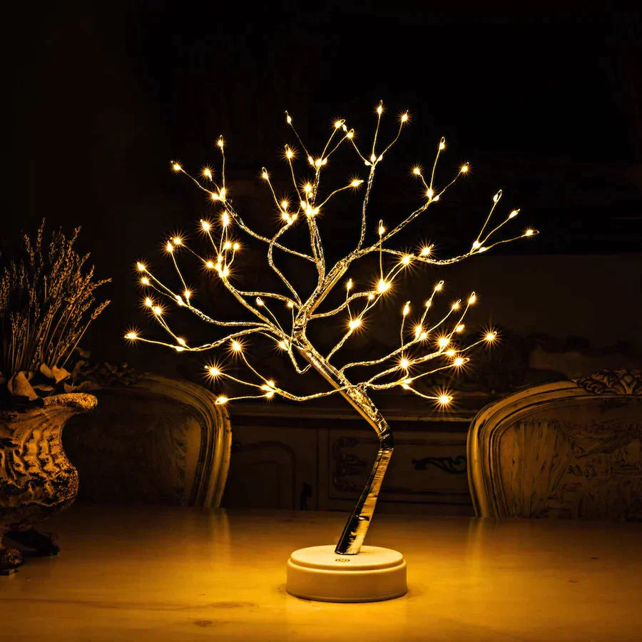 GlowTree - Håndlavet træformet lampe med beroligende LED-belysning Bonusvis