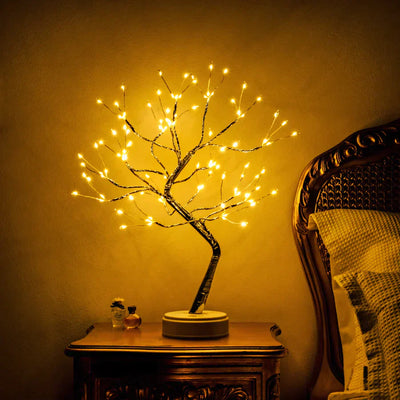 GlowTree - Håndlavet træformet lampe med beroligende LED-belysning Bonusvis