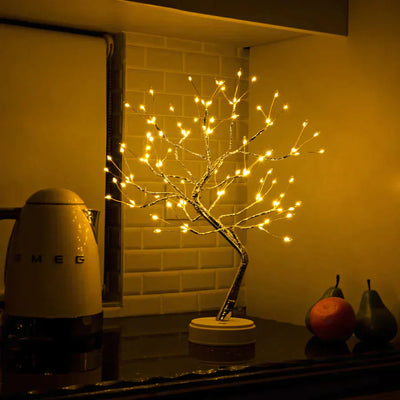 GlowTree - Håndlavet træformet lampe med beroligende LED-belysning Bonusvis