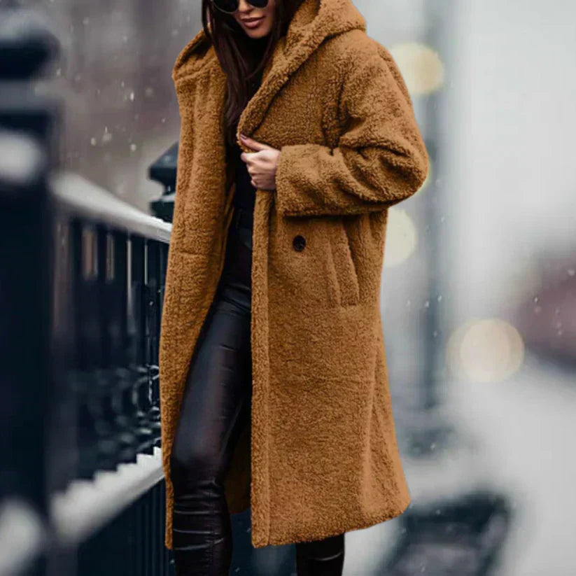 Manteau Teddy Luxe Lang Frakke – Ultra-Douce og Stilfuld Vinterbeklædning Lys brun Bonusvis