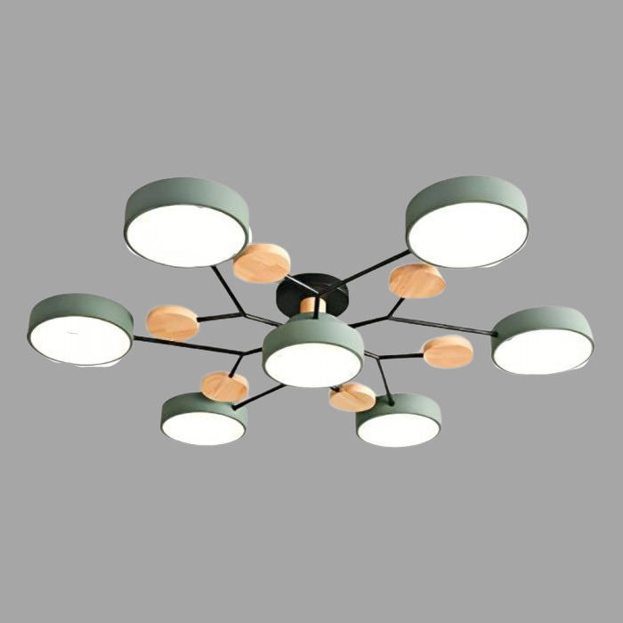 NordicLume - Moderne LED-loftslampe i metal og træ Bonusvis