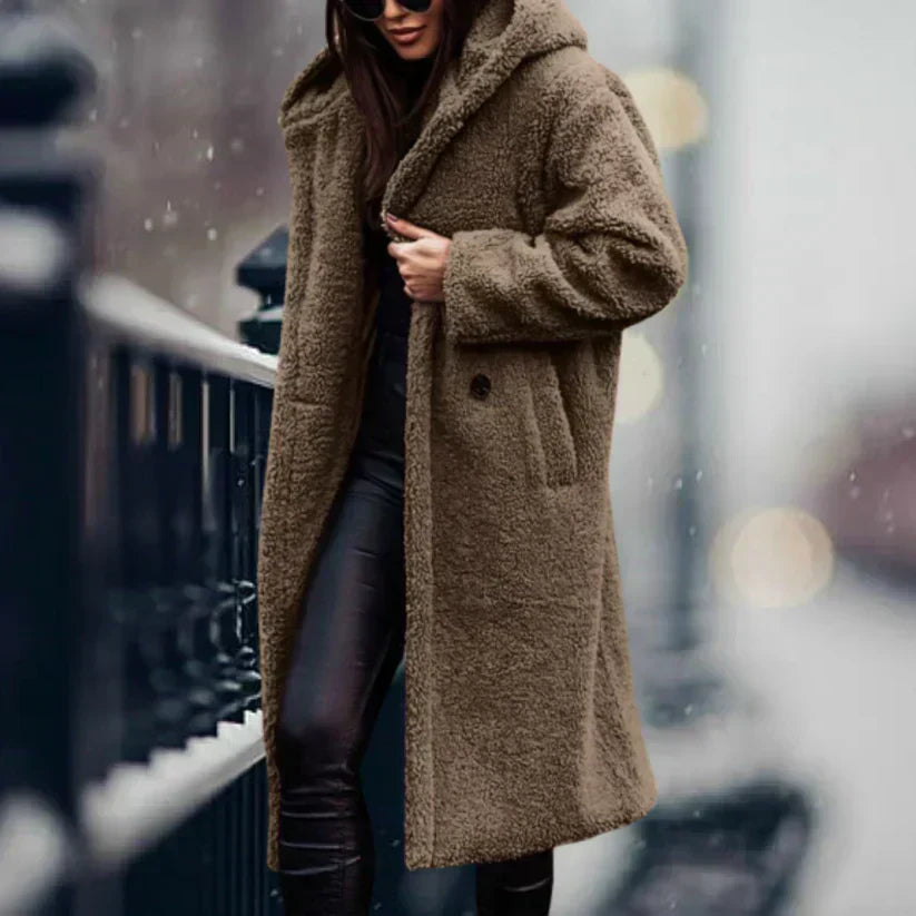 Manteau Teddy Luxe Lang Frakke – Ultra-Douce og Stilfuld Vinterbeklædning Khaki Bonusvis