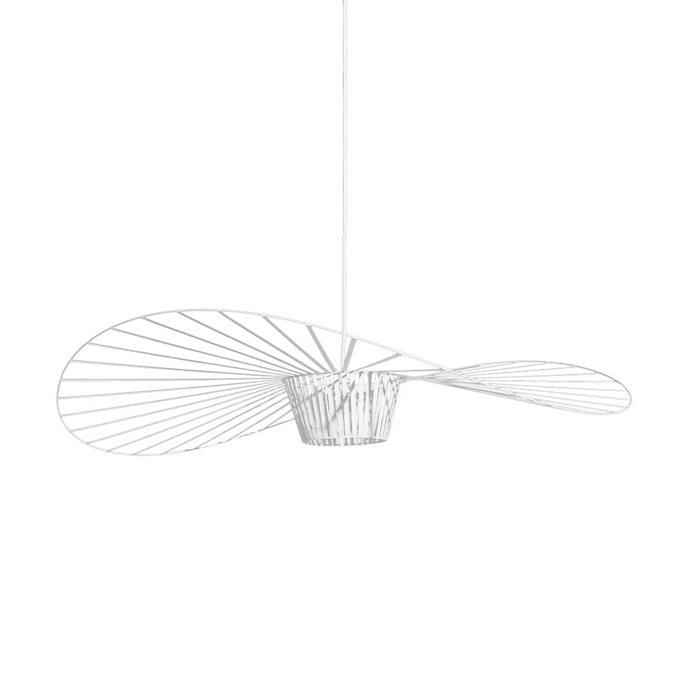 Rosland Vertigo Pendellampe – Elegant Chapeau de Paille Design i Metal og Glas Hvid Bonusvis