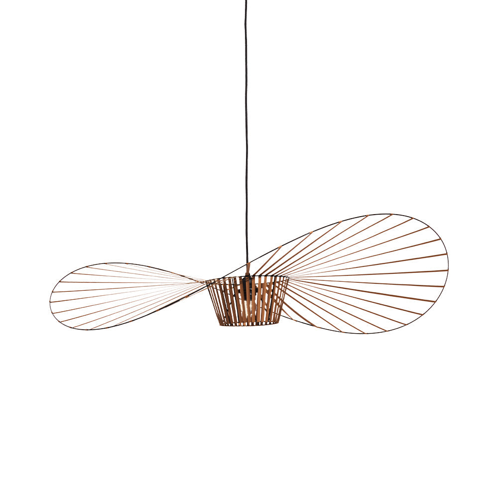 Rosland Vertigo Pendellampe – Elegant Chapeau de Paille Design i Metal og Glas Brun Bonusvis