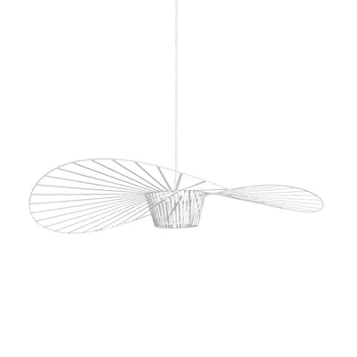 Rosland Vertigo Pendellampe – Elegant Chapeau de Paille Design i Metal og Glas Hvid Bonusvis