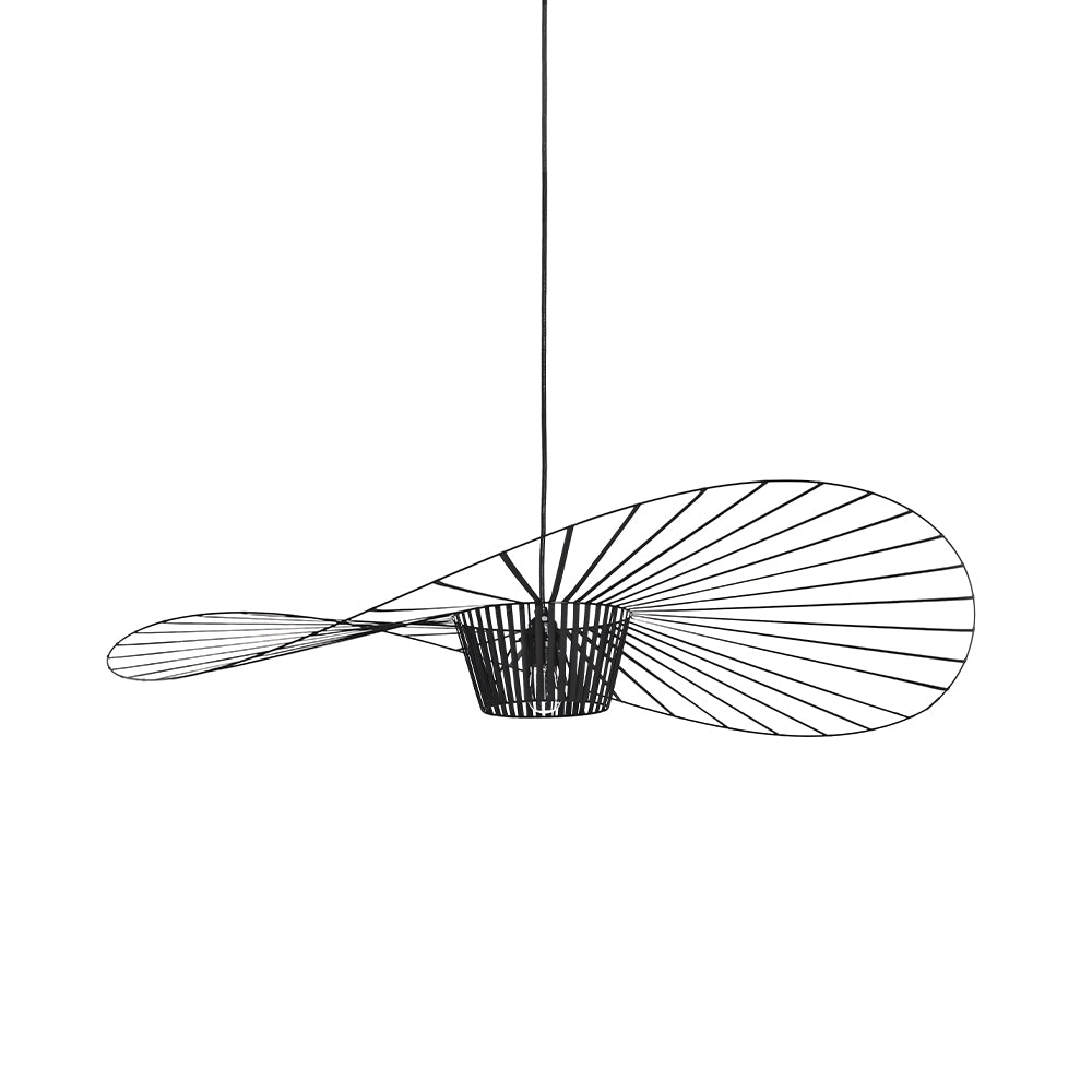 Rosland Vertigo Pendellampe – Elegant Chapeau de Paille Design i Metal og Glas Sort Bonusvis