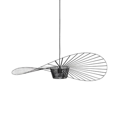Rosland Vertigo Pendellampe – Elegant Chapeau de Paille Design i Metal og Glas Sort Bonusvis