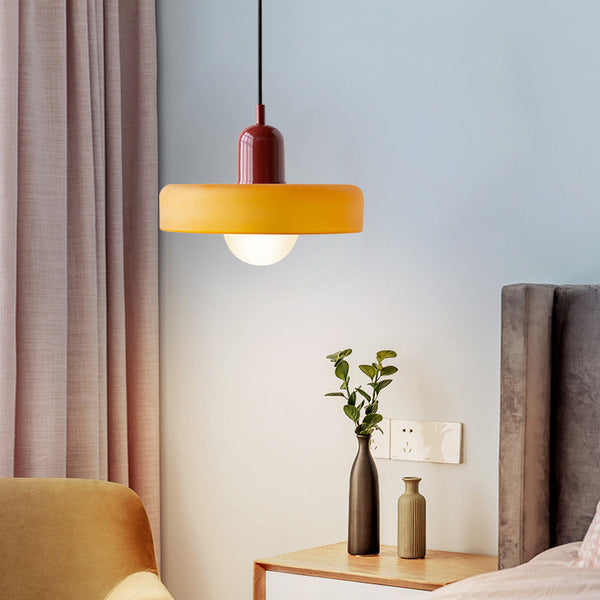GeoGlow - Elegant Bauhaus pendellampe i farvet glas Bonusvis