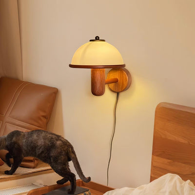 WoodMush Væglampe – Svampeformet LED Lampe i Naturligt Træ Bonusvis