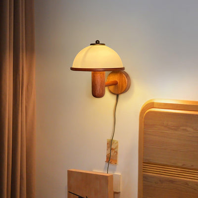 WoodMush Væglampe – Svampeformet LED Lampe i Naturligt Træ Bonusvis