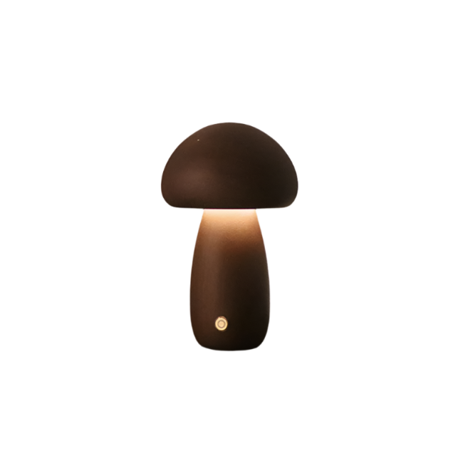 MushLume – Genopladelig Svampebordlampe i Træ Dia 10cm(3.9") x H16.5cm(6.5") Valnød Misterlamp