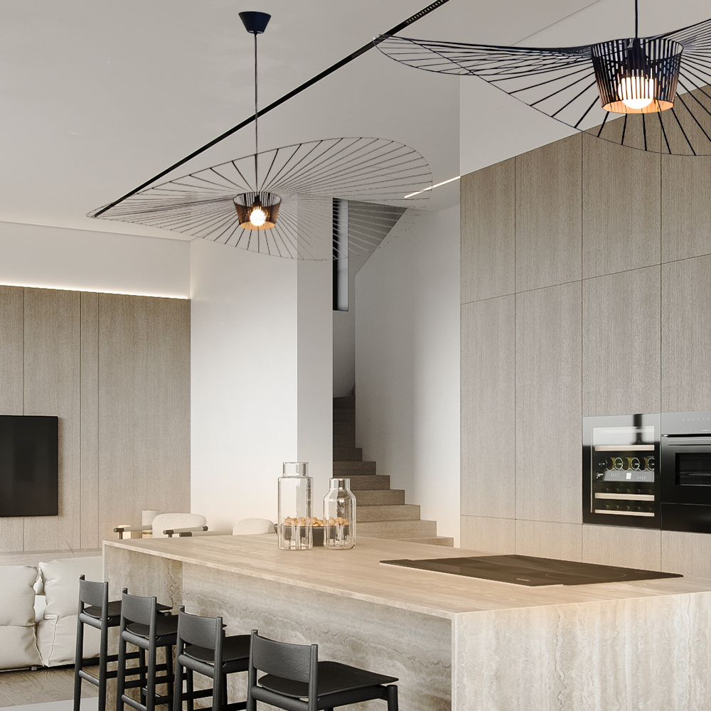 Rosland Vertigo Pendellampe – Elegant Chapeau de Paille Design i Metal og Glas Bonusvis