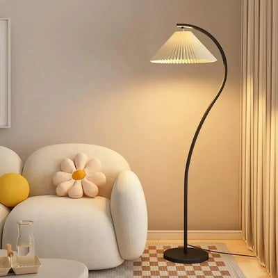 Moderne LED-gulvlampe i stof Sort Bonusvis